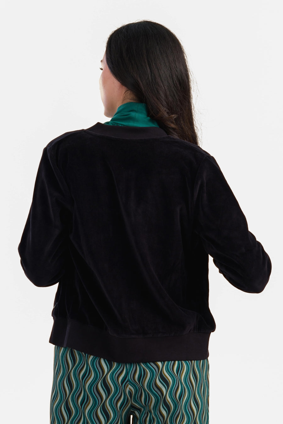Nora Bomberjacke | Velours, Schwarz