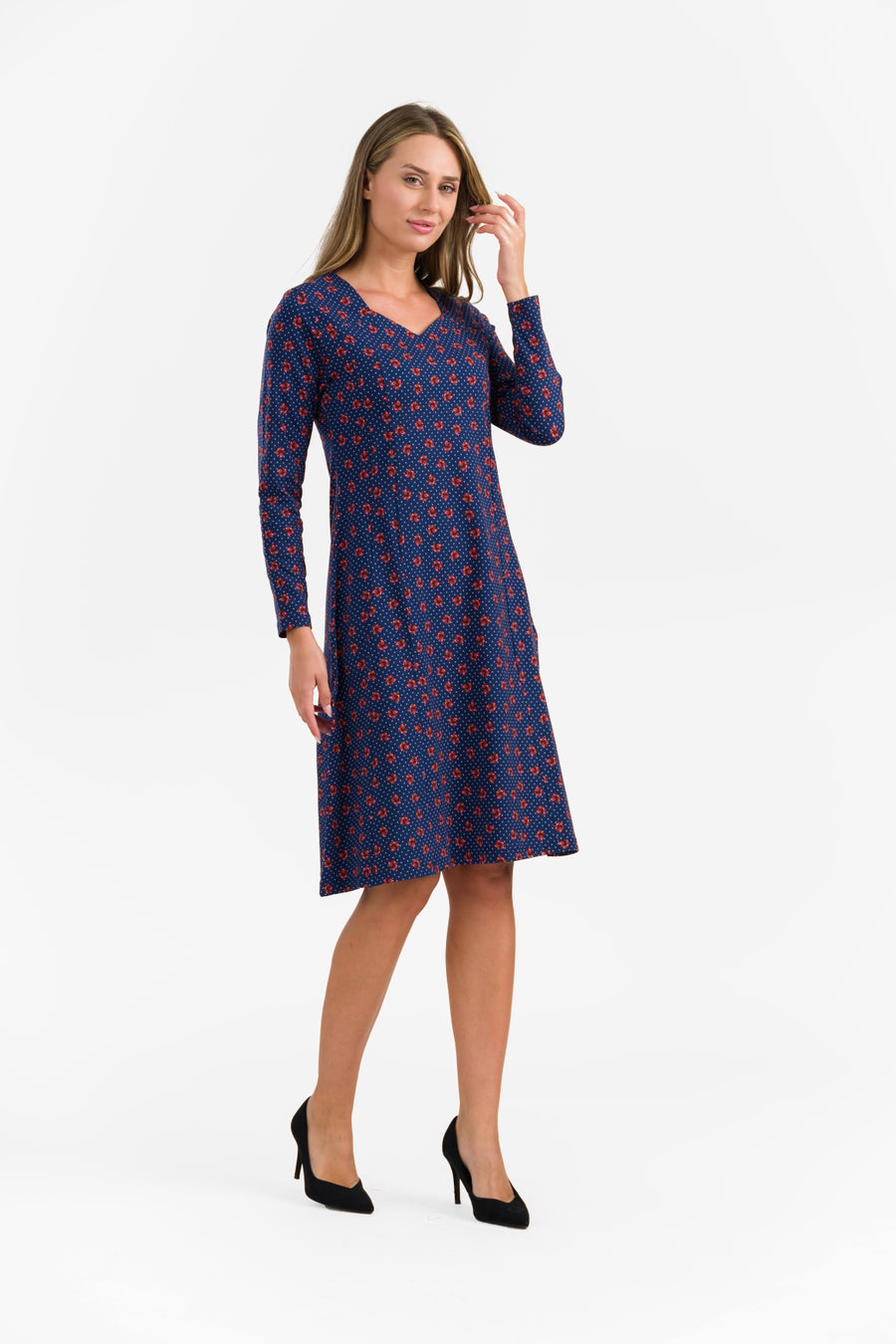 Sandra-Kleid | Haselnussbraun gepunktet
