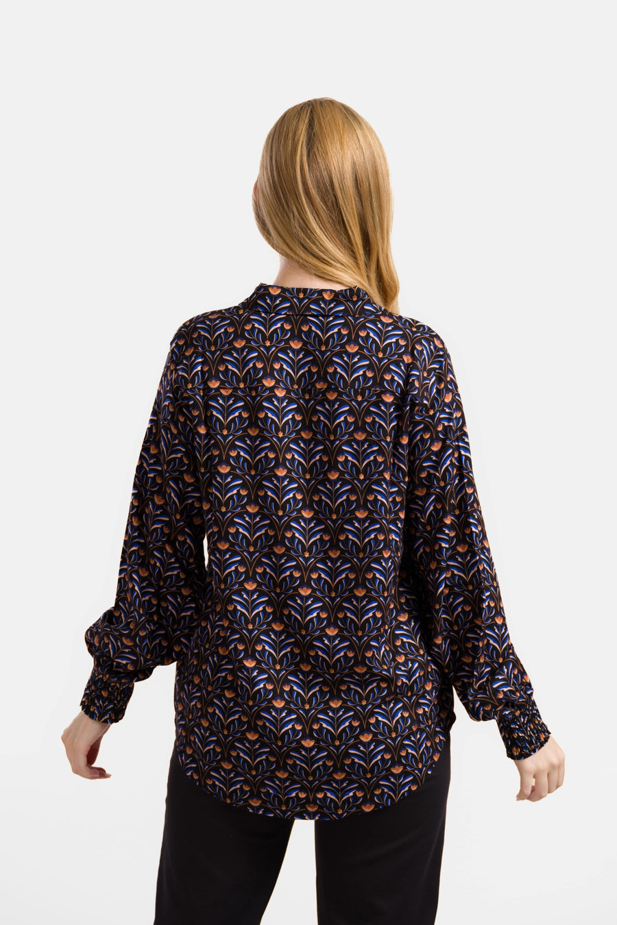 Amy Bluse | Barock Flower Schwarz