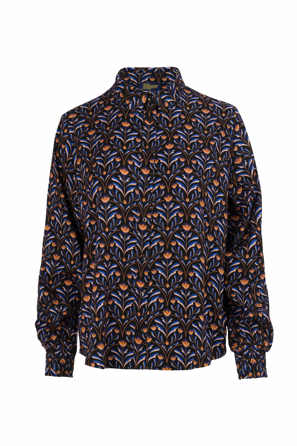 Amy Bluse | Barock Flower Schwarz