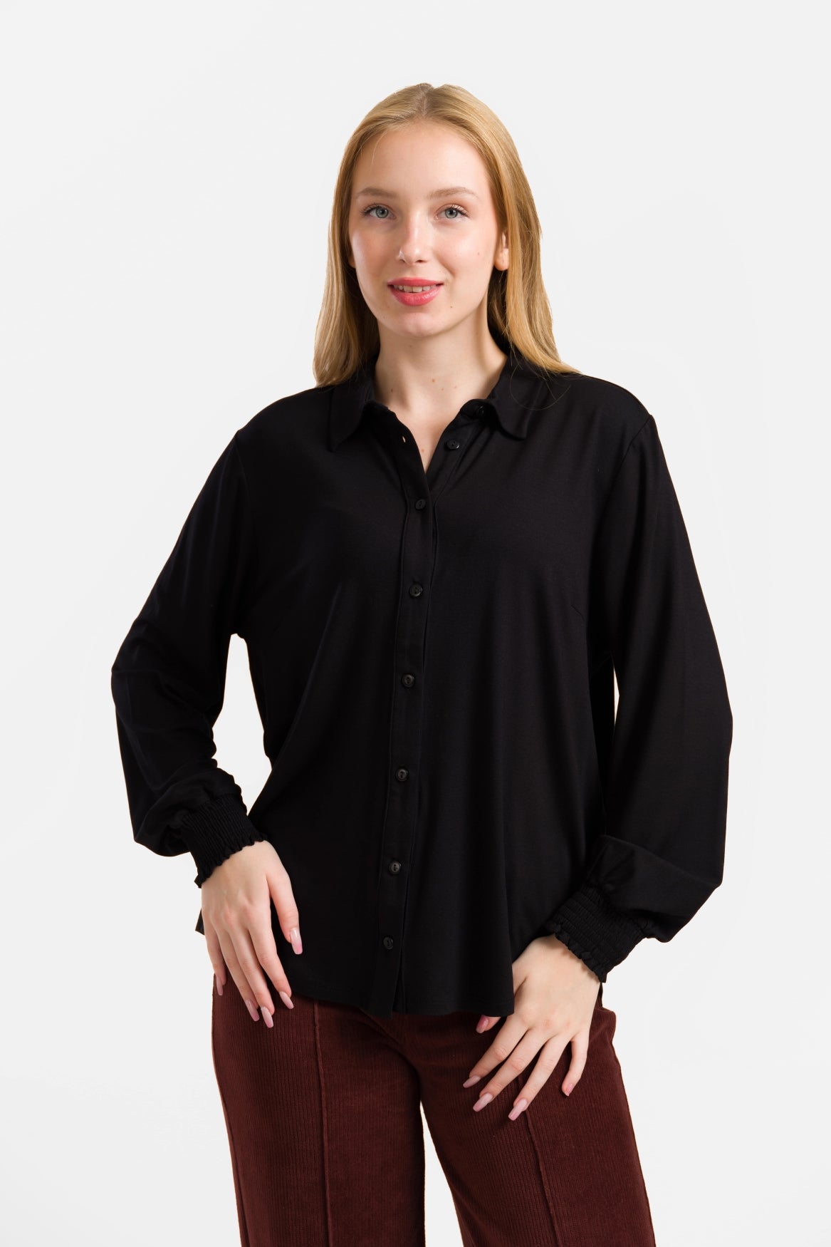 Amy Bluse | Ecovero Schlicht Schwarz
