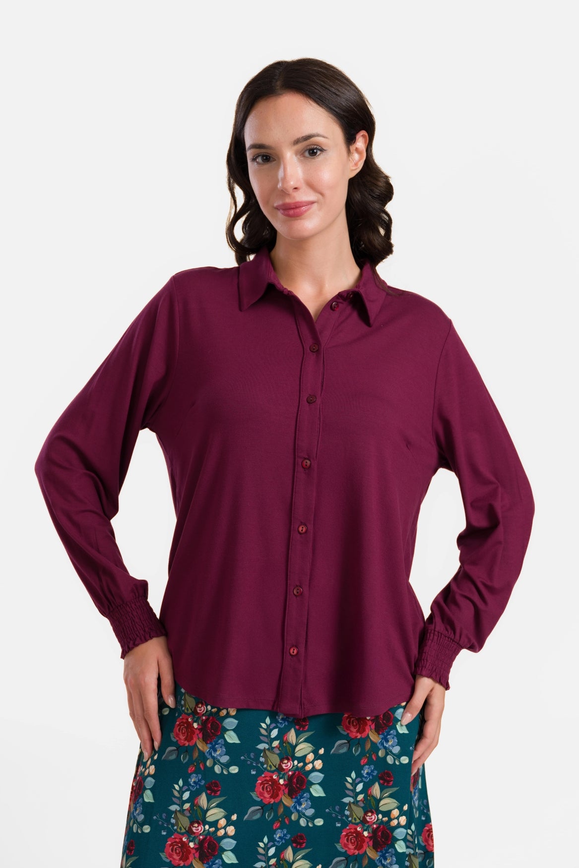Amy Bluse | Ecovero Plain Bordeaux