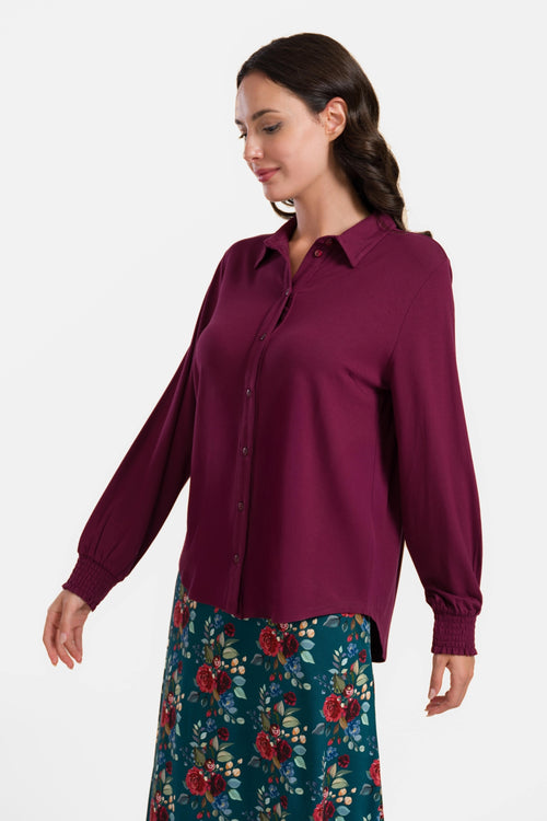 Amy Bluse | Ecovero Plain Bordeaux