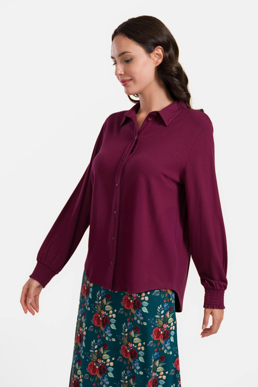 Amy Bluse | Ecovero Plain Bordeaux