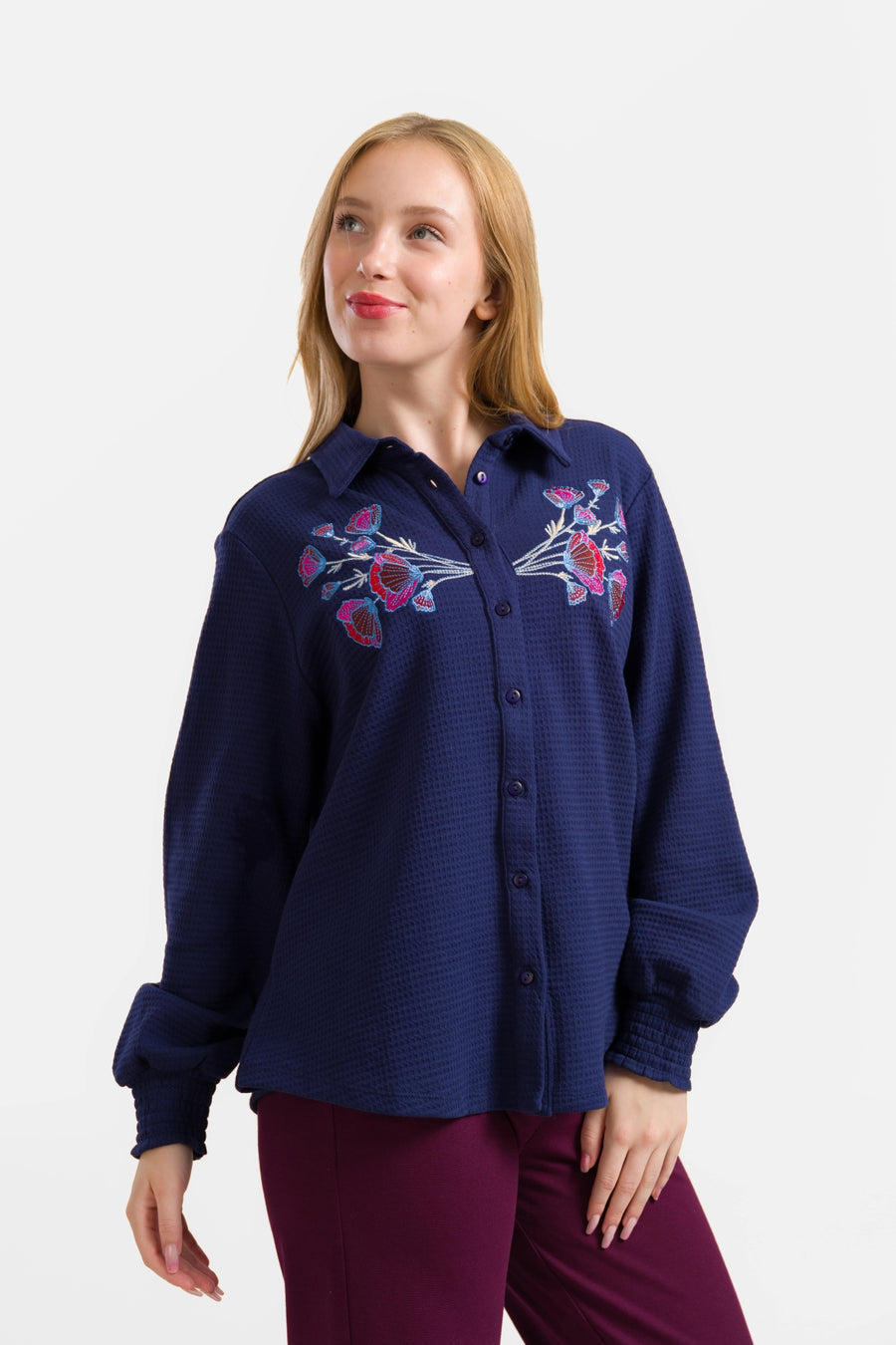 Amy Bluse | Waffelblau