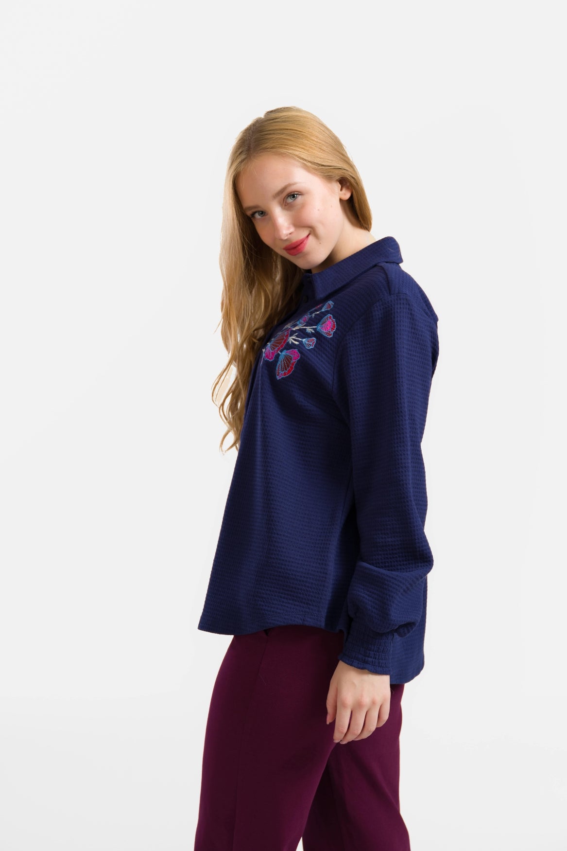 Amy Bluse | Waffelblau