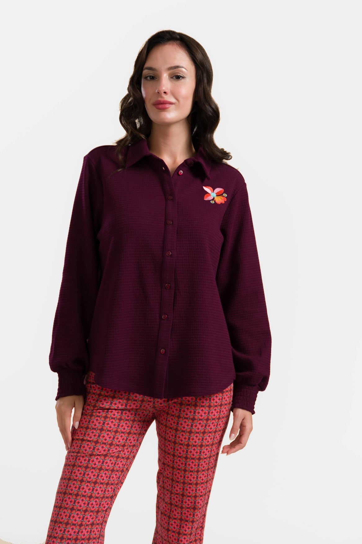 Amy Bluse | Waffel Bordeaux