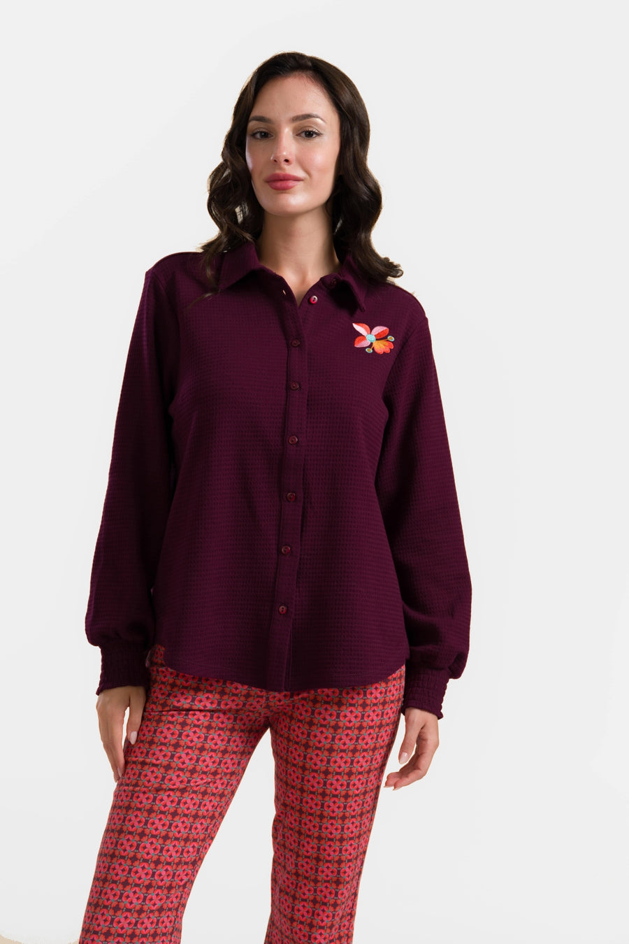 Amy Bluse | Waffel Bordeaux