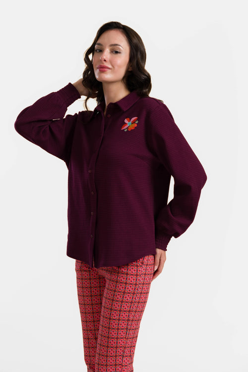 Amy Bluse | Waffel Bordeaux