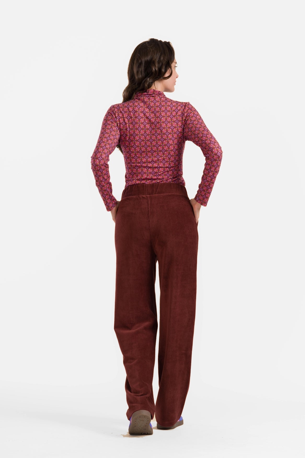 Hailey Hose | Gerippter Velours, Schokoladenbraun