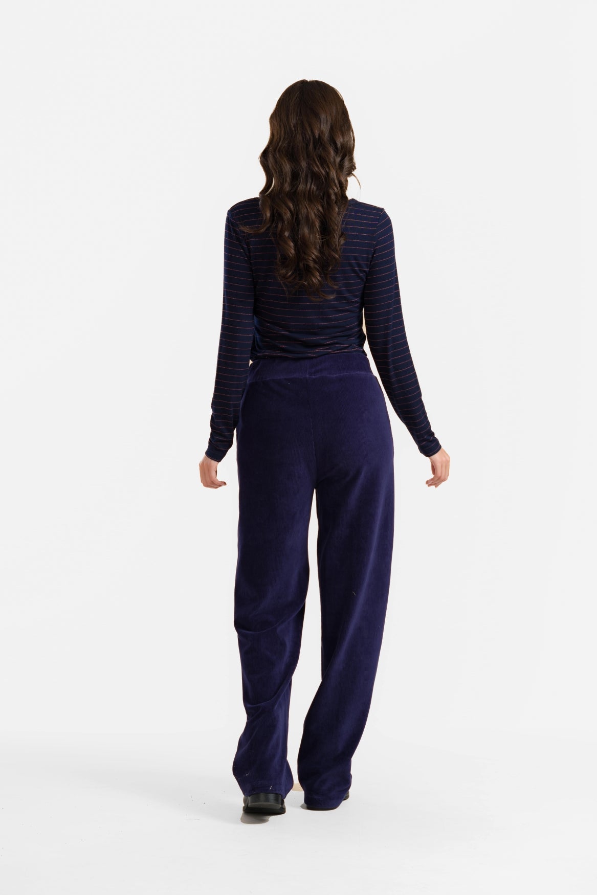 Hailey Hose | Gerippter Velours, Marineblau