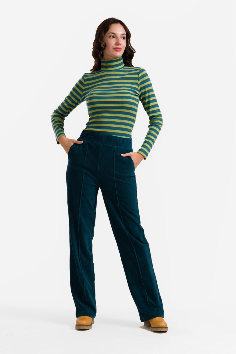 Hailey Hose | Rib Velour Petrol