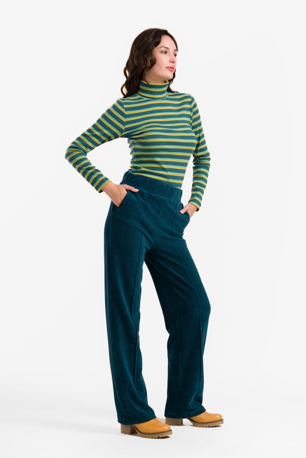 Hailey Hose | Rib Velour Petrol