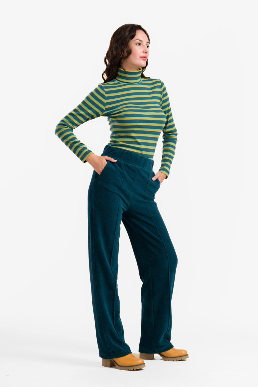 Hailey Hose | Rib Velour Petrol