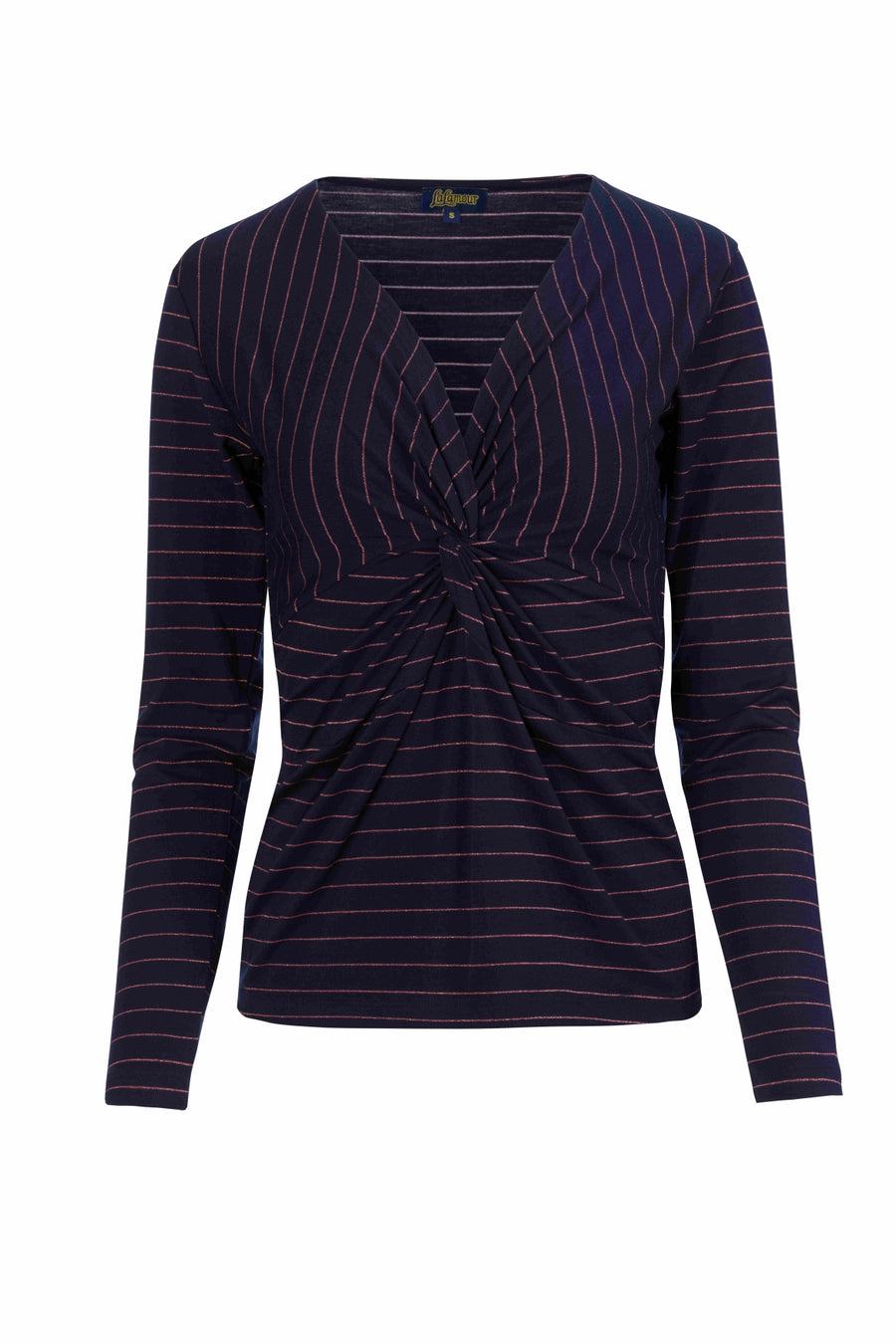 Angela Top | Gestreift Blau-Lurex Roségold