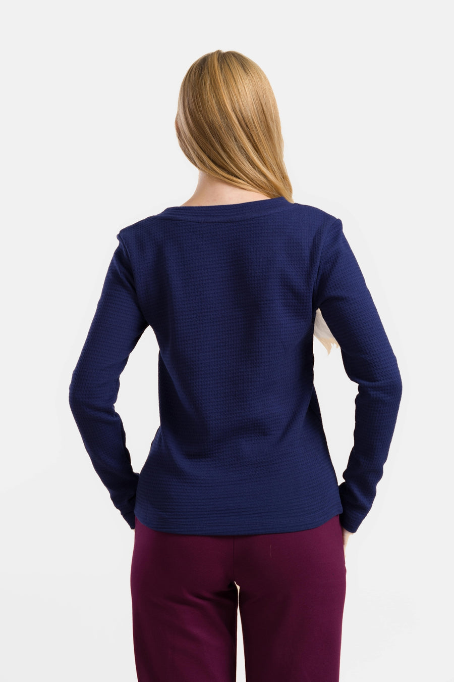 Kelly Top Ls | Waffelblau