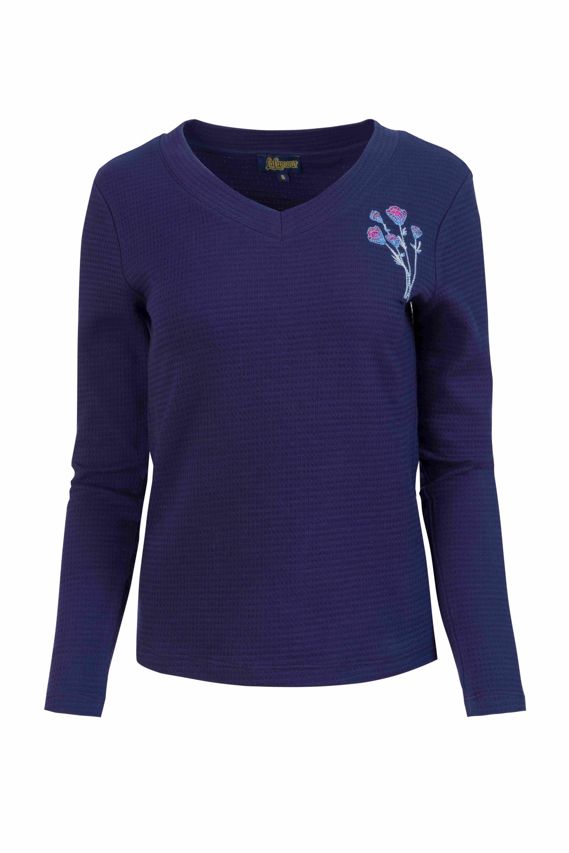 Kelly Top Ls | Waffelblau