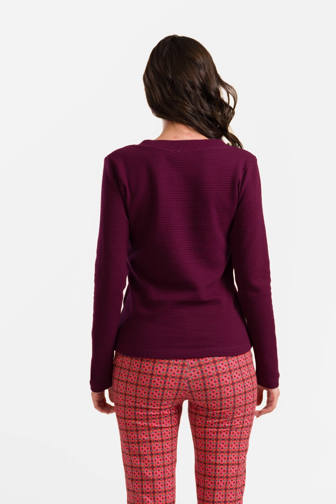 Kelly Top Ls | Waffel Bordeaux