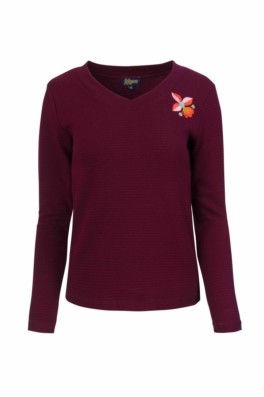 Kelly Top Ls | Waffel Bordeaux