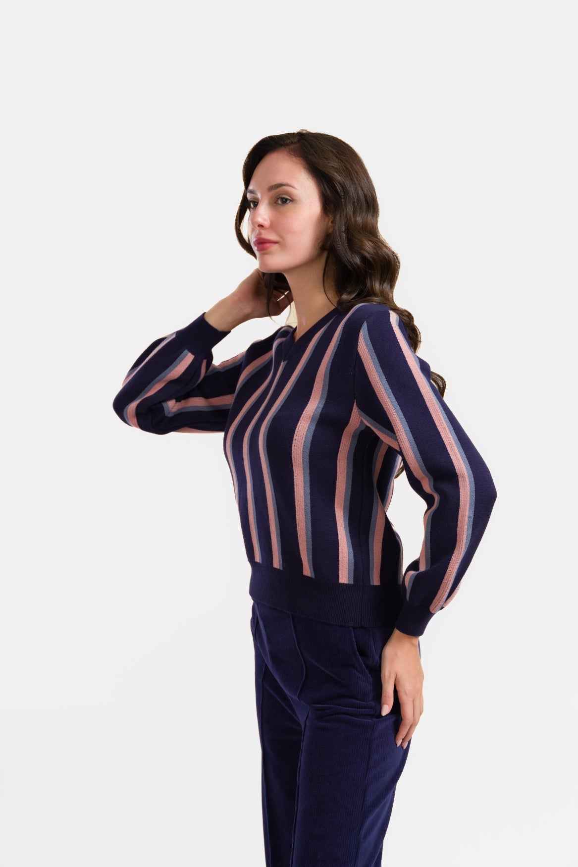 Strickpullover | Blaue Streifen
