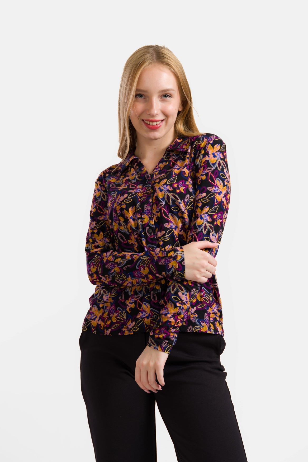Anna Bluse, langärmelig | Leuchtende Herbstblumen
