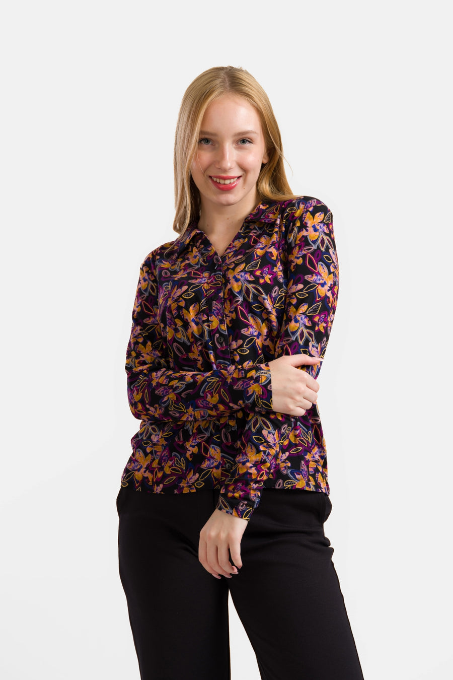 Anna Bluse, langärmelig | Leuchtende Herbstblumen