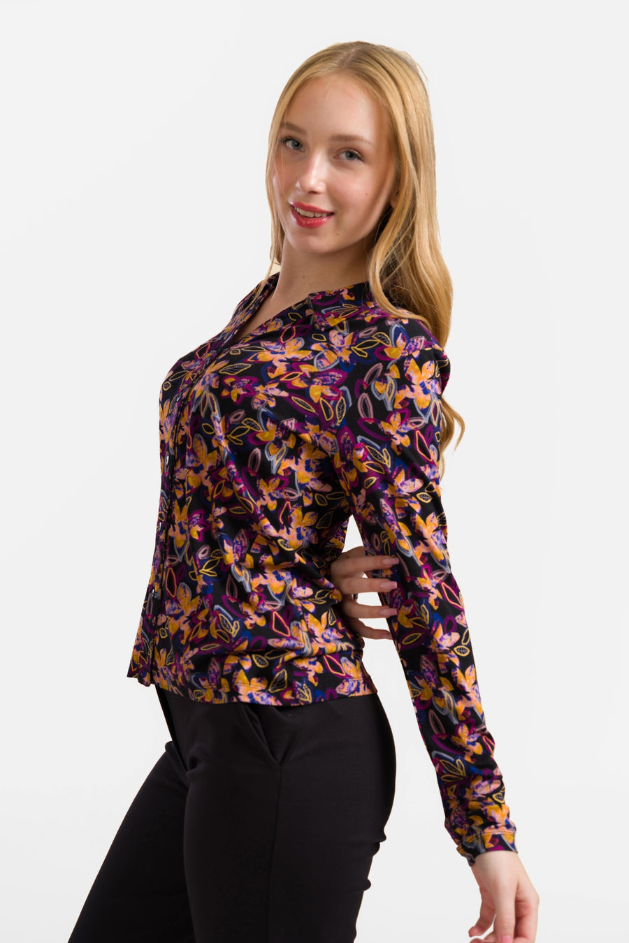 Anna Bluse, langärmelig | Leuchtende Herbstblumen