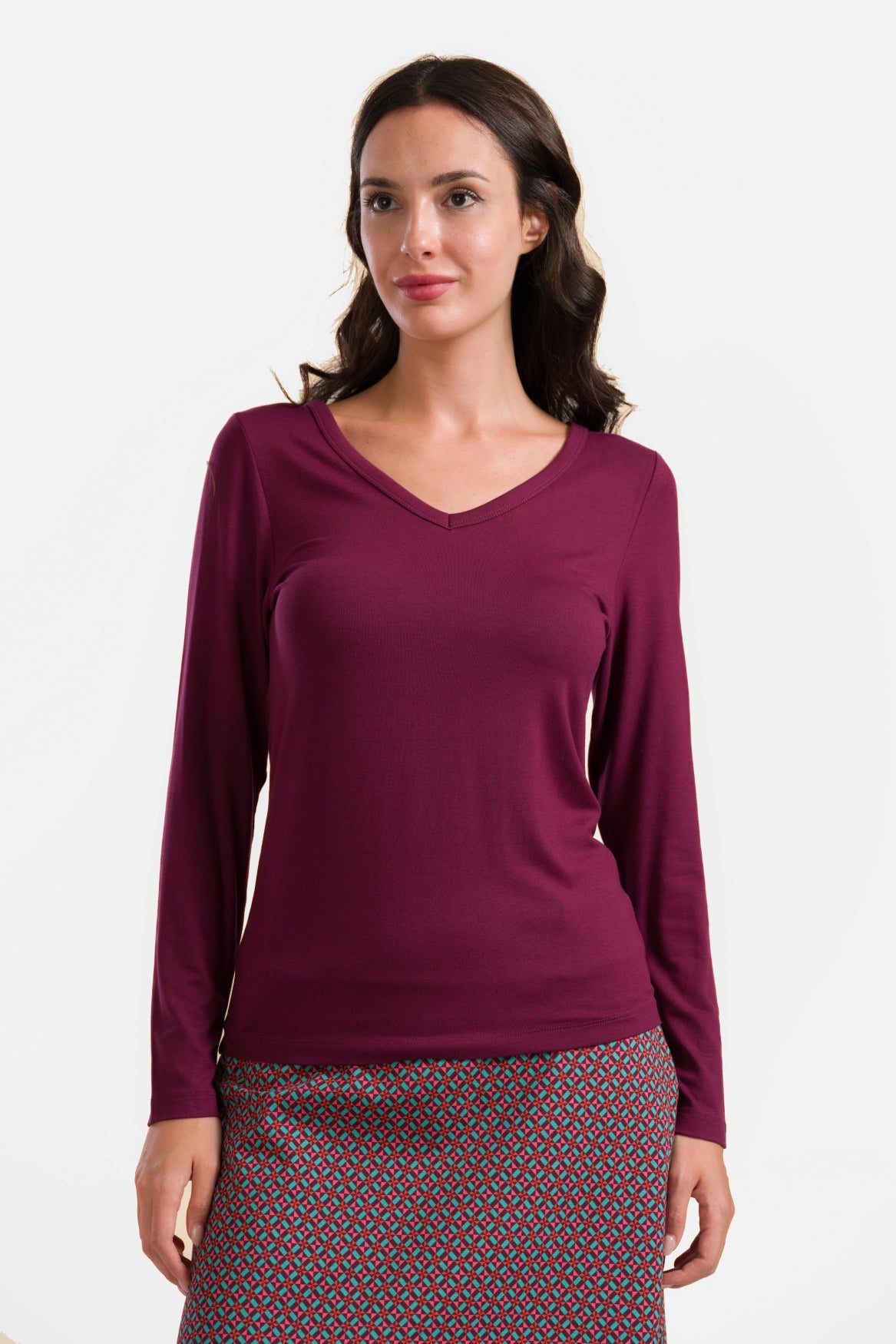 Lynn Top | Ecovero Plain Bordeaux
