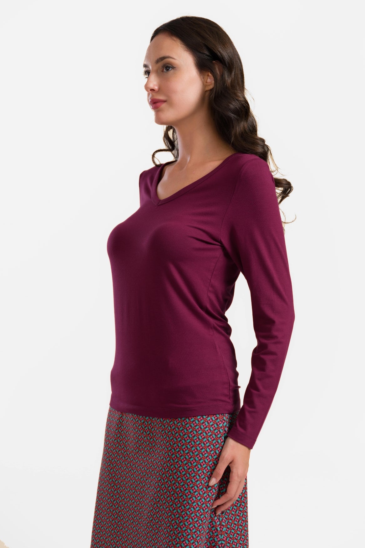 Lynn Top | Ecovero Plain Bordeaux