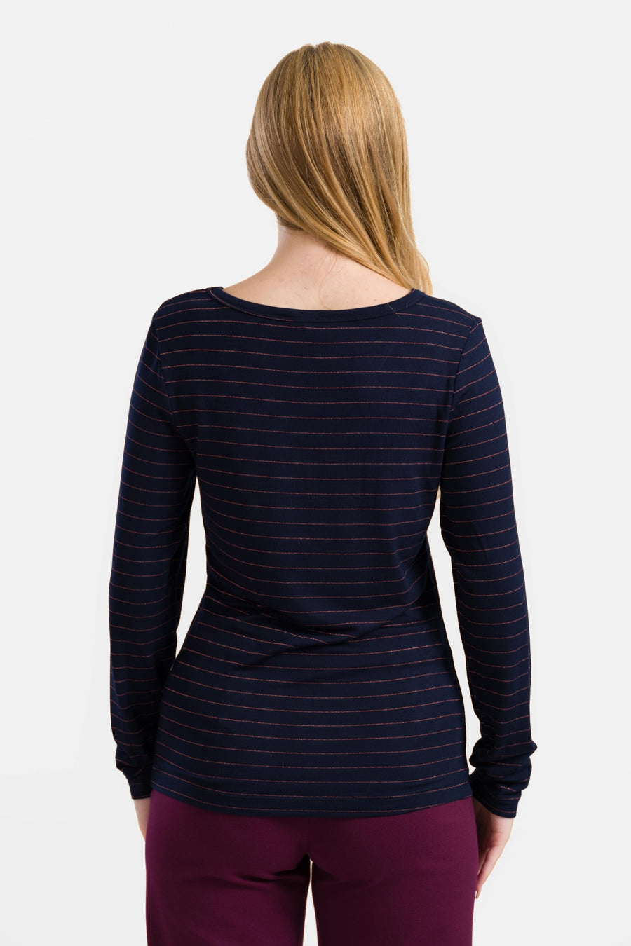 Lynn Top | Gestreift Blau-Lurex Roségold