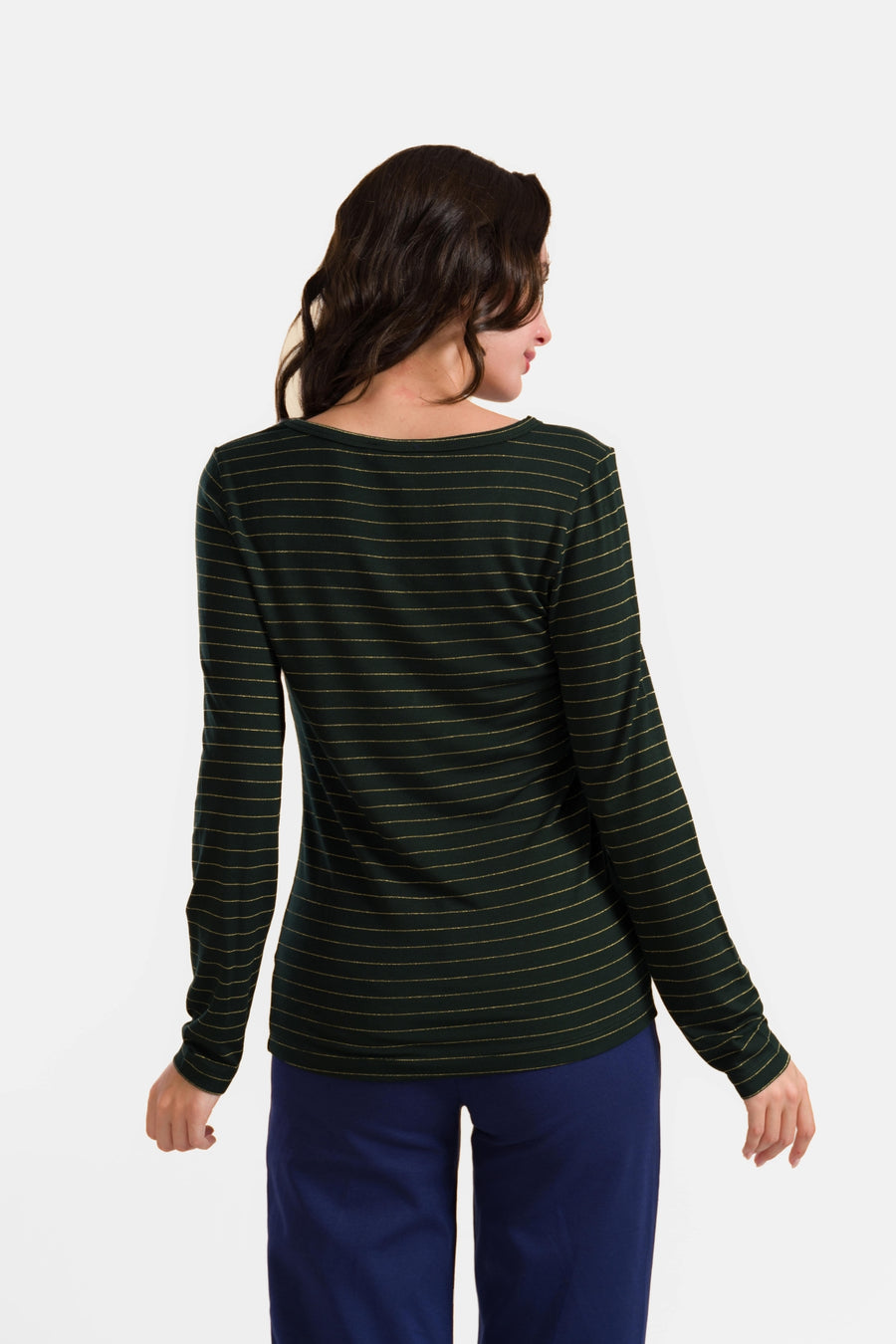 Lynn Top | Streifen Grün-Lurex Gold