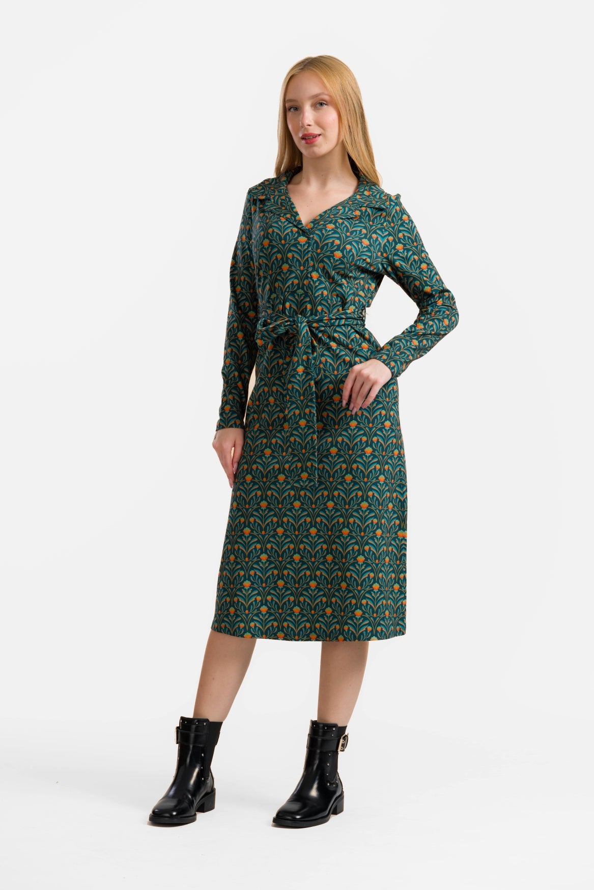 Marilyn Kleid Ls | Barockblumengrün