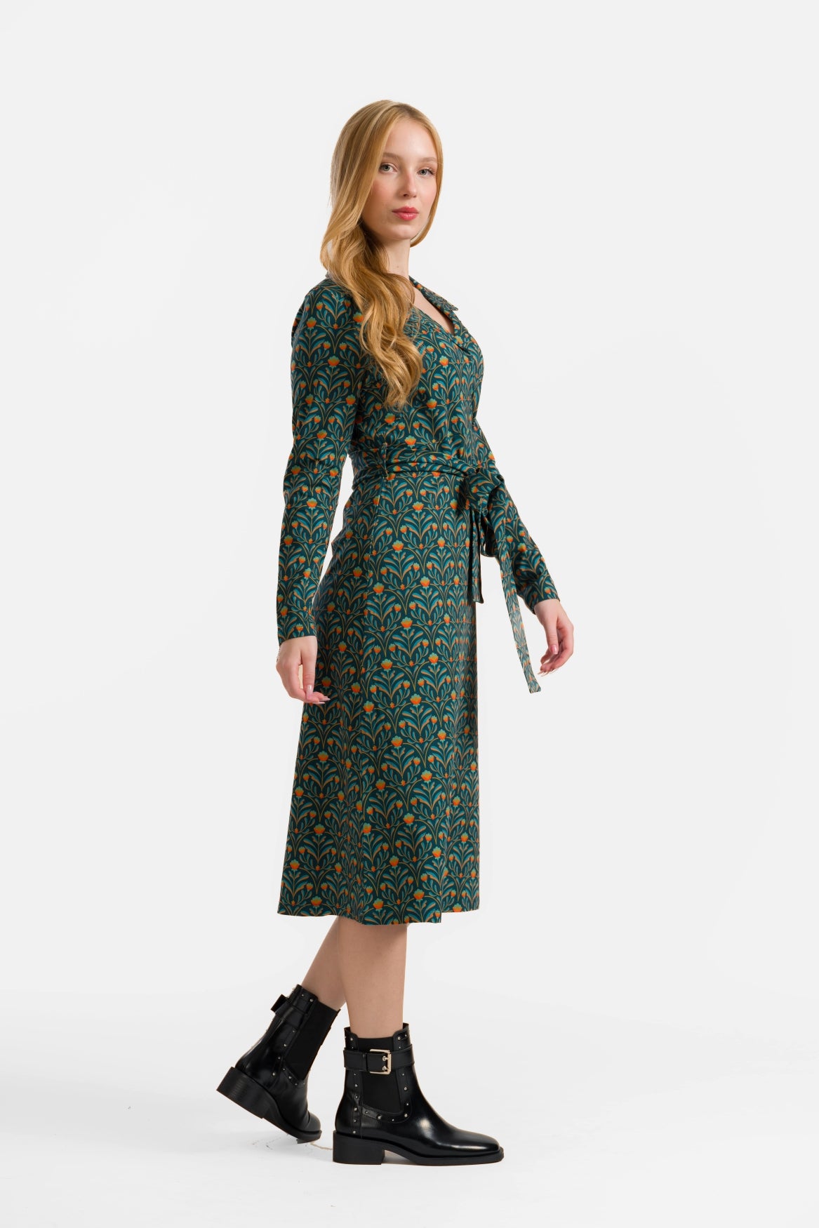 Marilyn Kleid Ls | Barockblumengrün