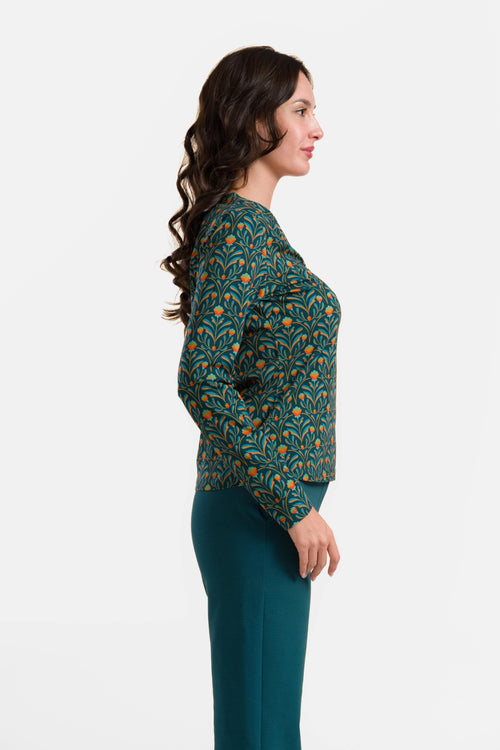 Natalie Top | Barock Flower Green