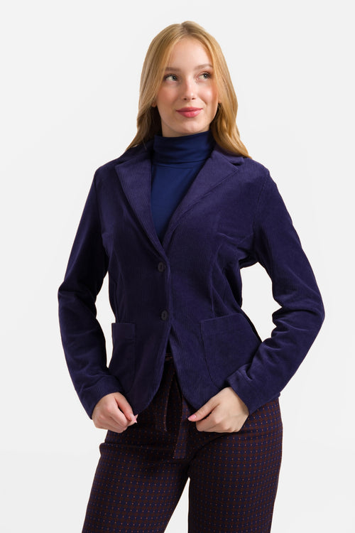 Nova Blazer | Gerippter Velours, Marineblau