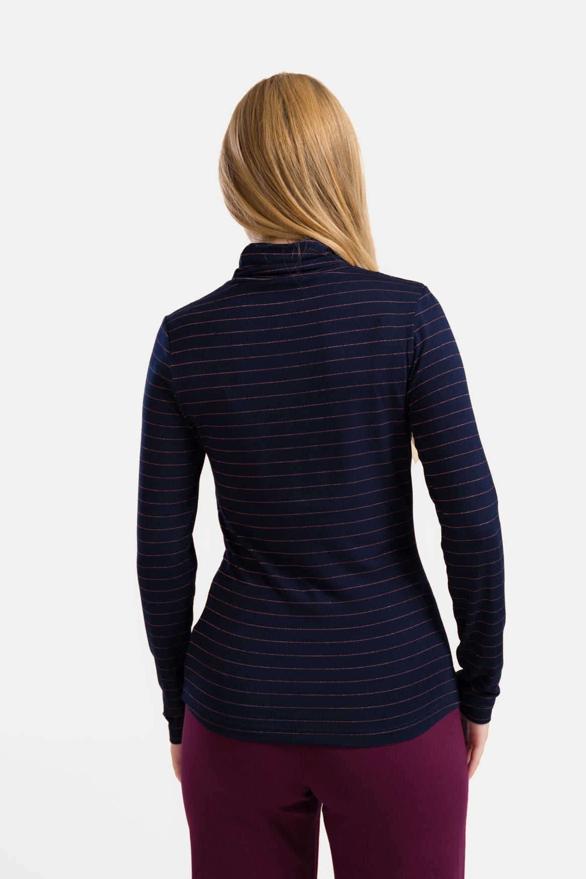 Ruby Top Ls | Streifen Blau-Lurex Roségold