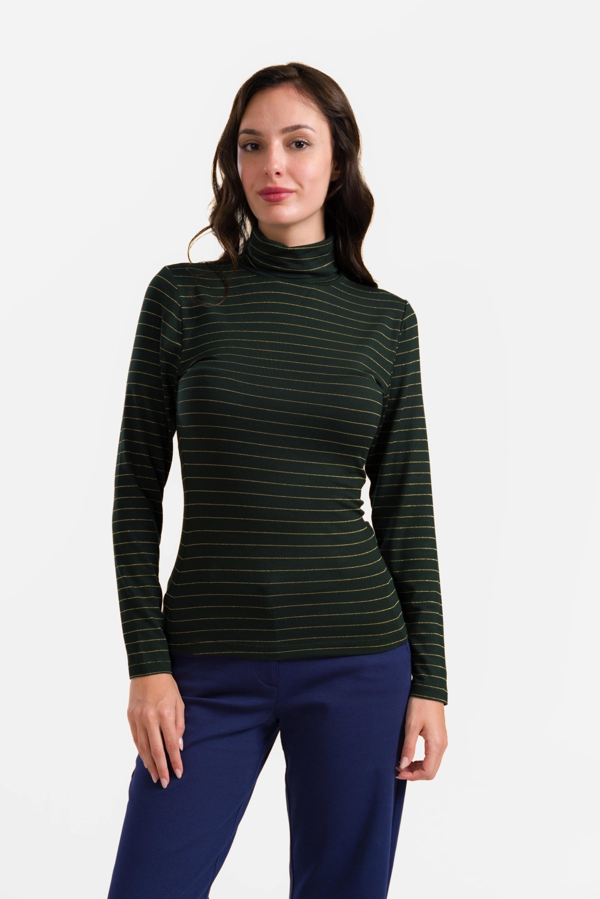 Ruby Top Ls | Streifen Grün-Lurex Gold