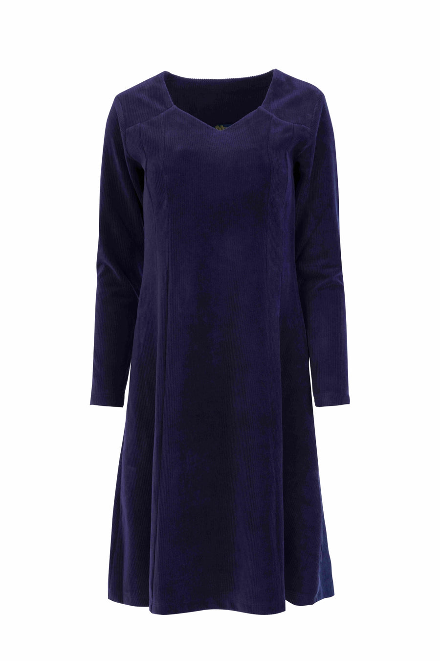 Sandra-Kleid | Gerippter Velours, Marineblau