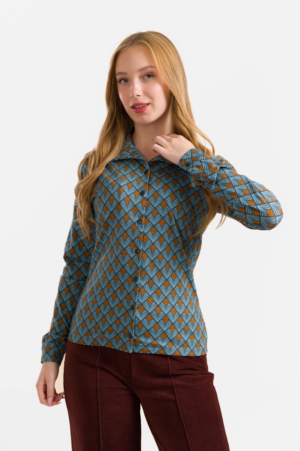 Sara Bluse | Dschungelgrüne Blume