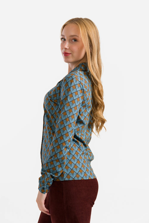 Sara Bluse | Dschungelgrüne Blume