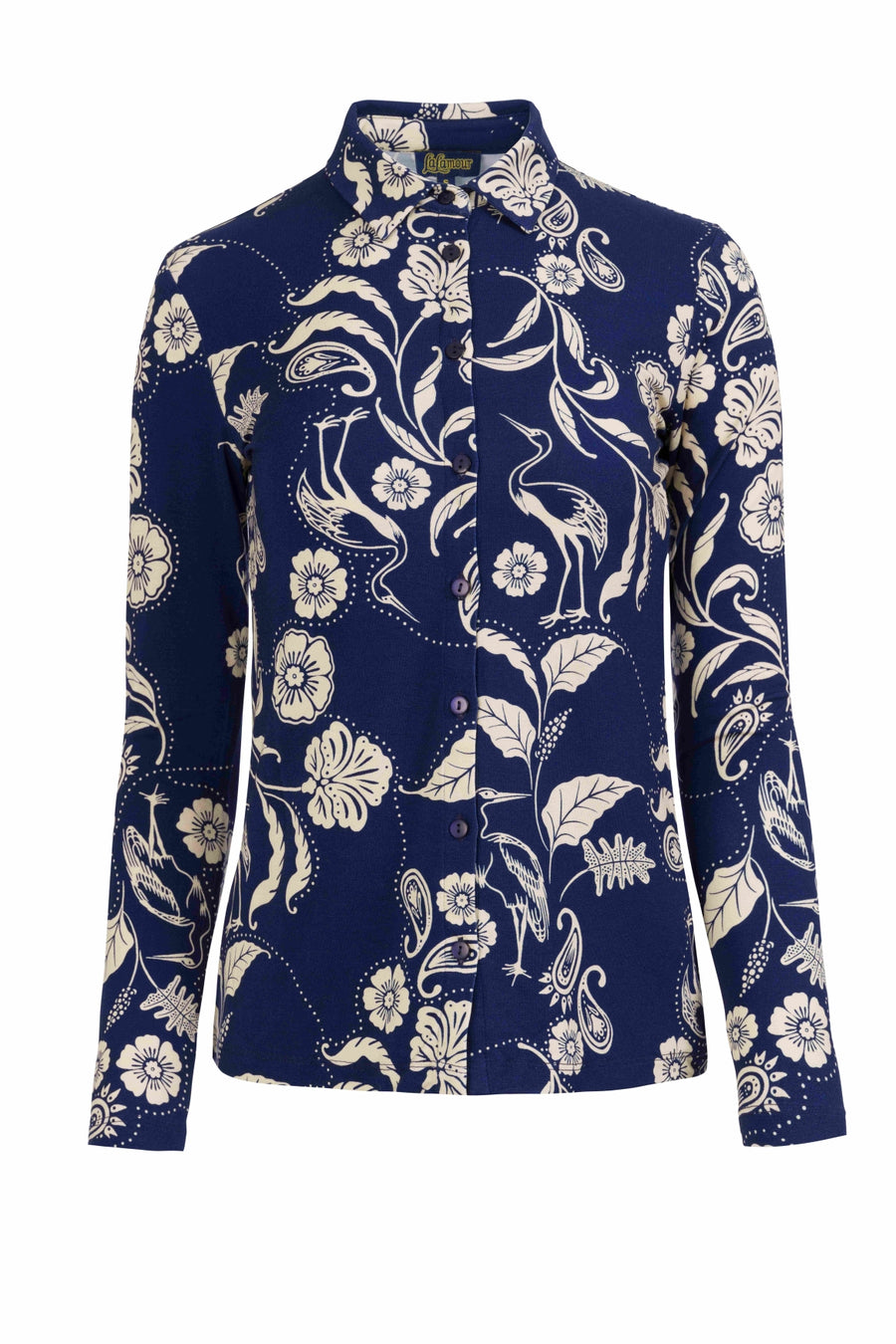 Bluse mit Stehkragen | Vogel aus Paisley