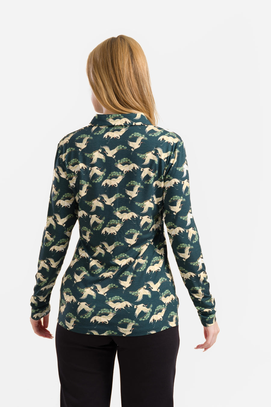 Schwellenbluse | Crane Dance Petrol