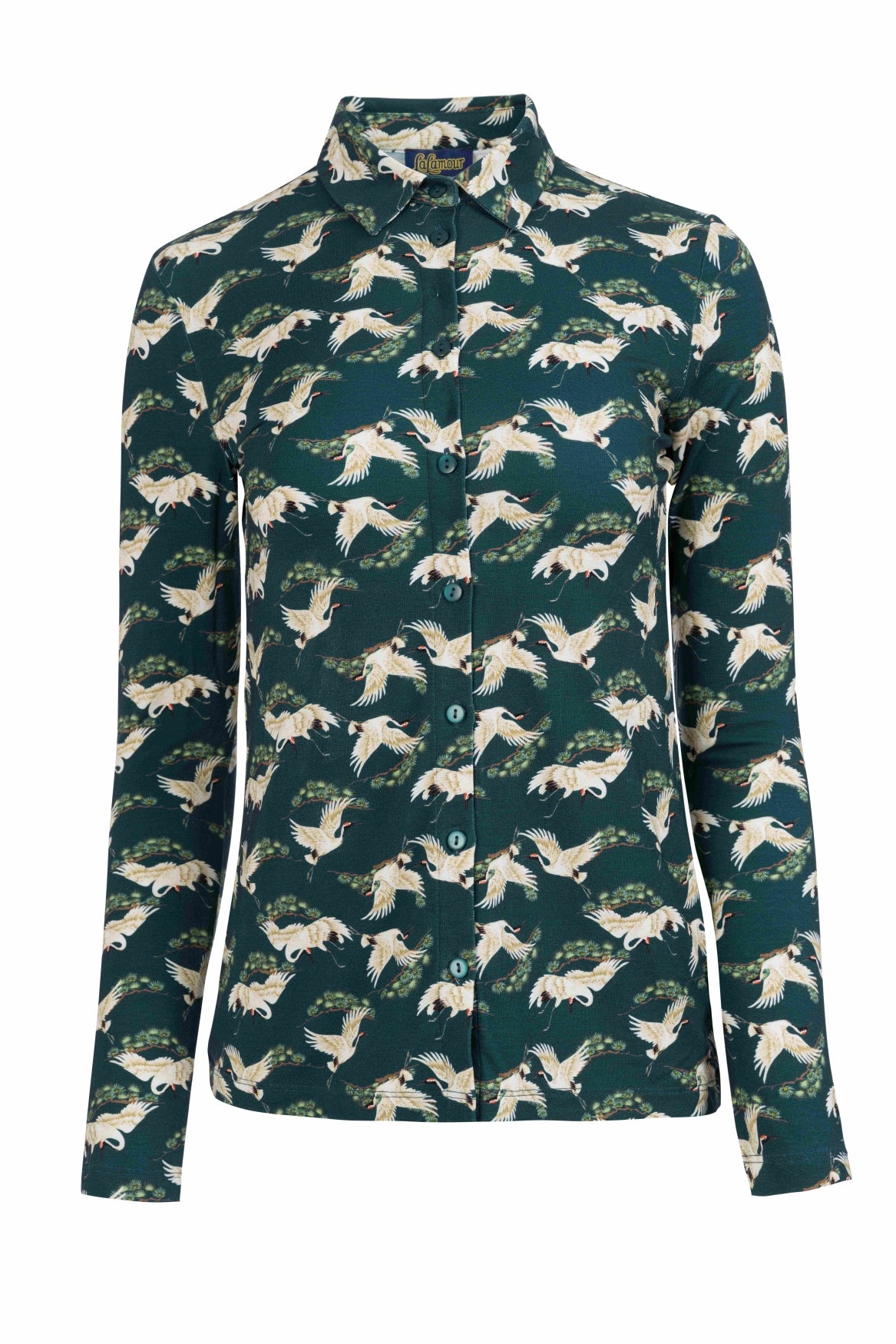 Schwellenbluse | Crane Dance Petrol