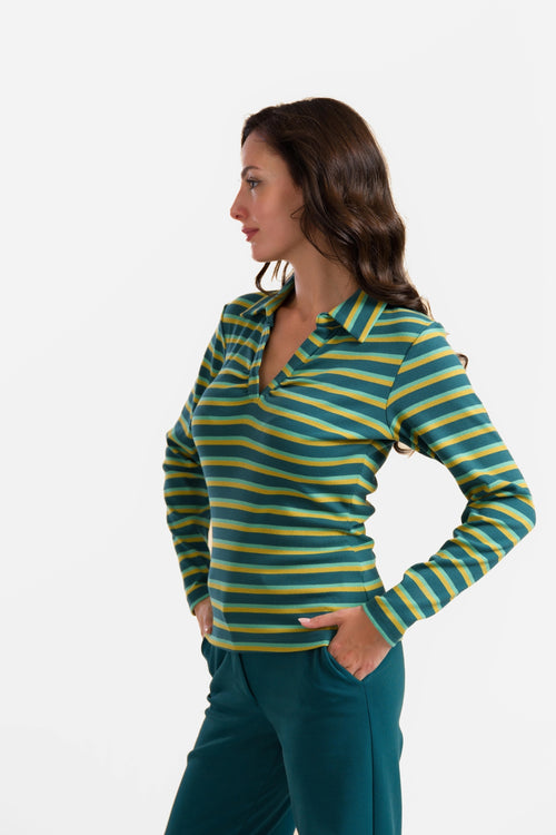 Suzy Langarmshirt | Dunkelblaue Streifen