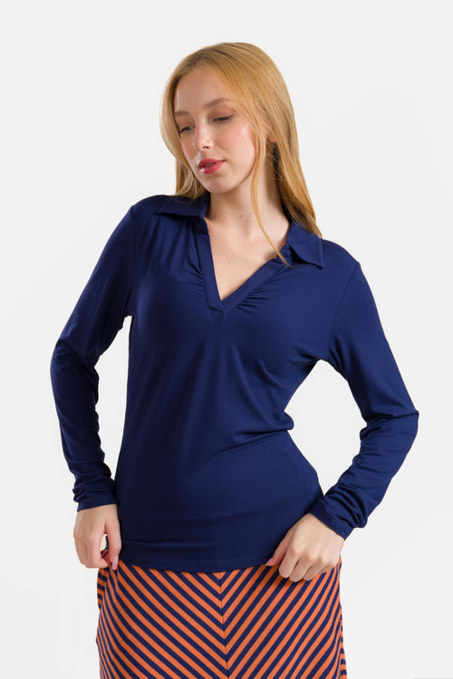 Suzy Langarmshirt | Ecovero Uniblau