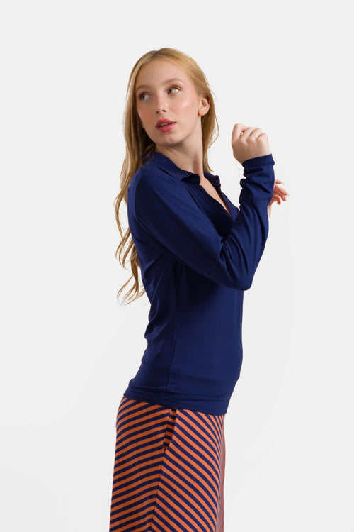 Suzy Langarmshirt | Ecovero Uniblau