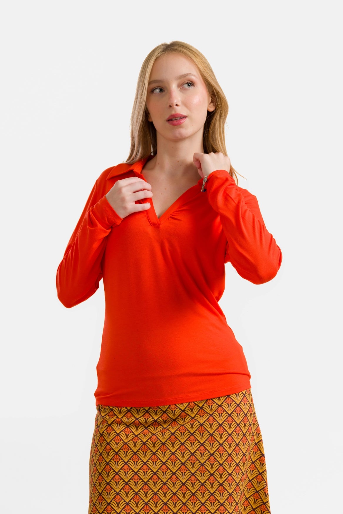 Suzy Langarmshirt | Ecovero Uni Rot