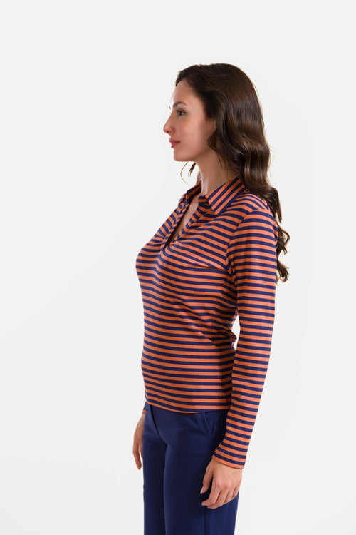 Suzy Langarmshirt | Marineblaue Streifen