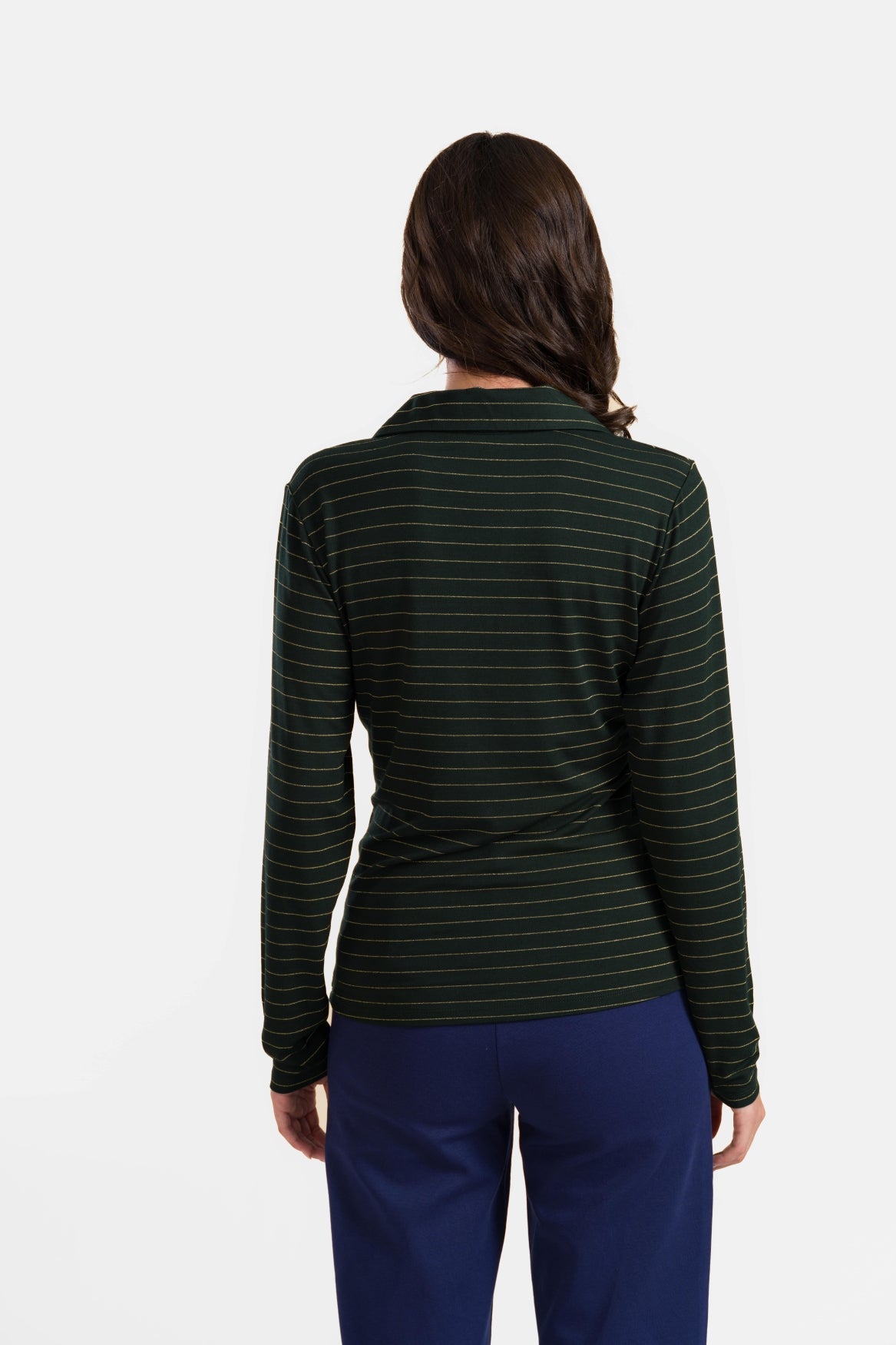 Suzy Langarmshirt | Gestreift Grün-Lurex Gold
