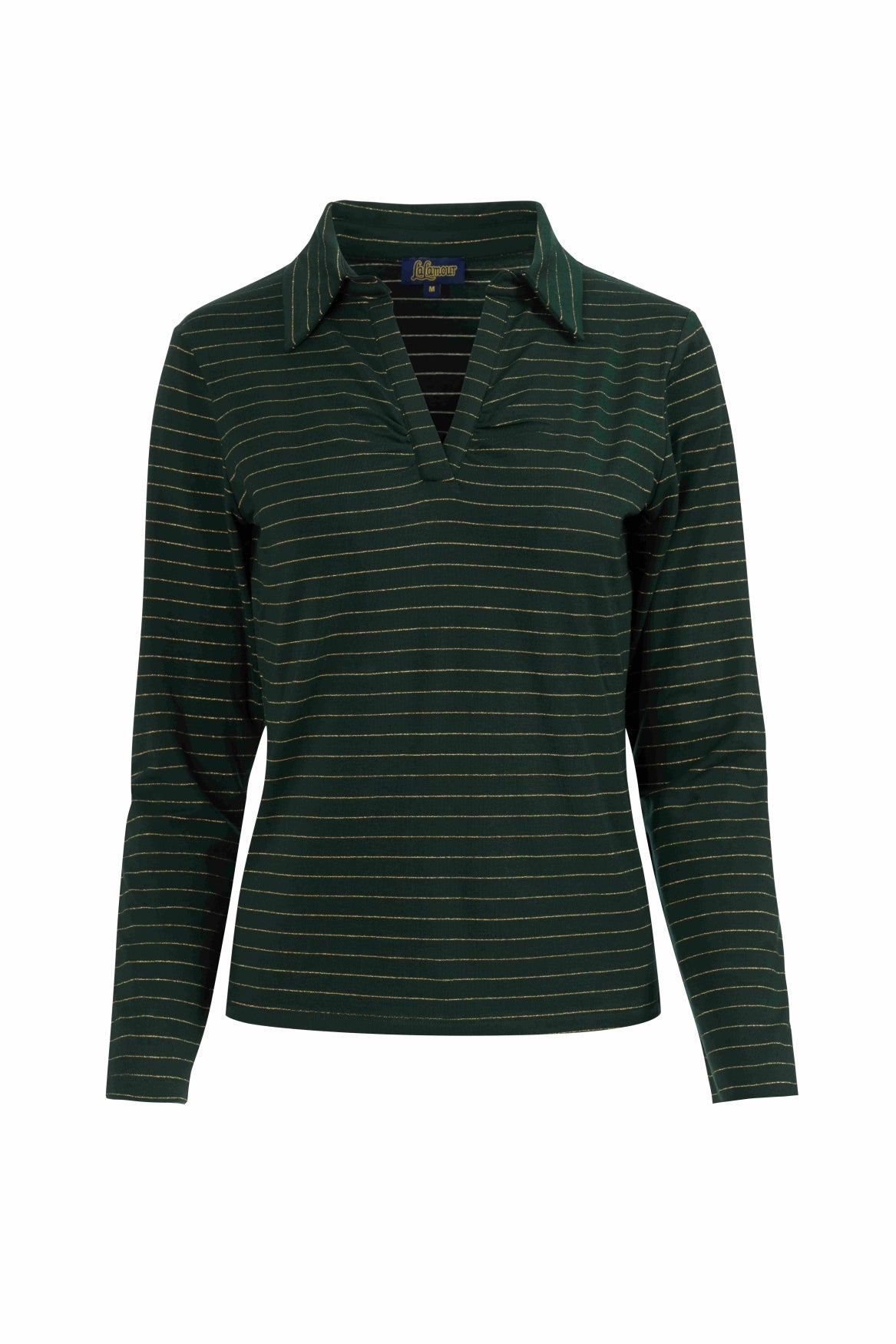 Suzy Langarmshirt | Gestreift Grün-Lurex Gold